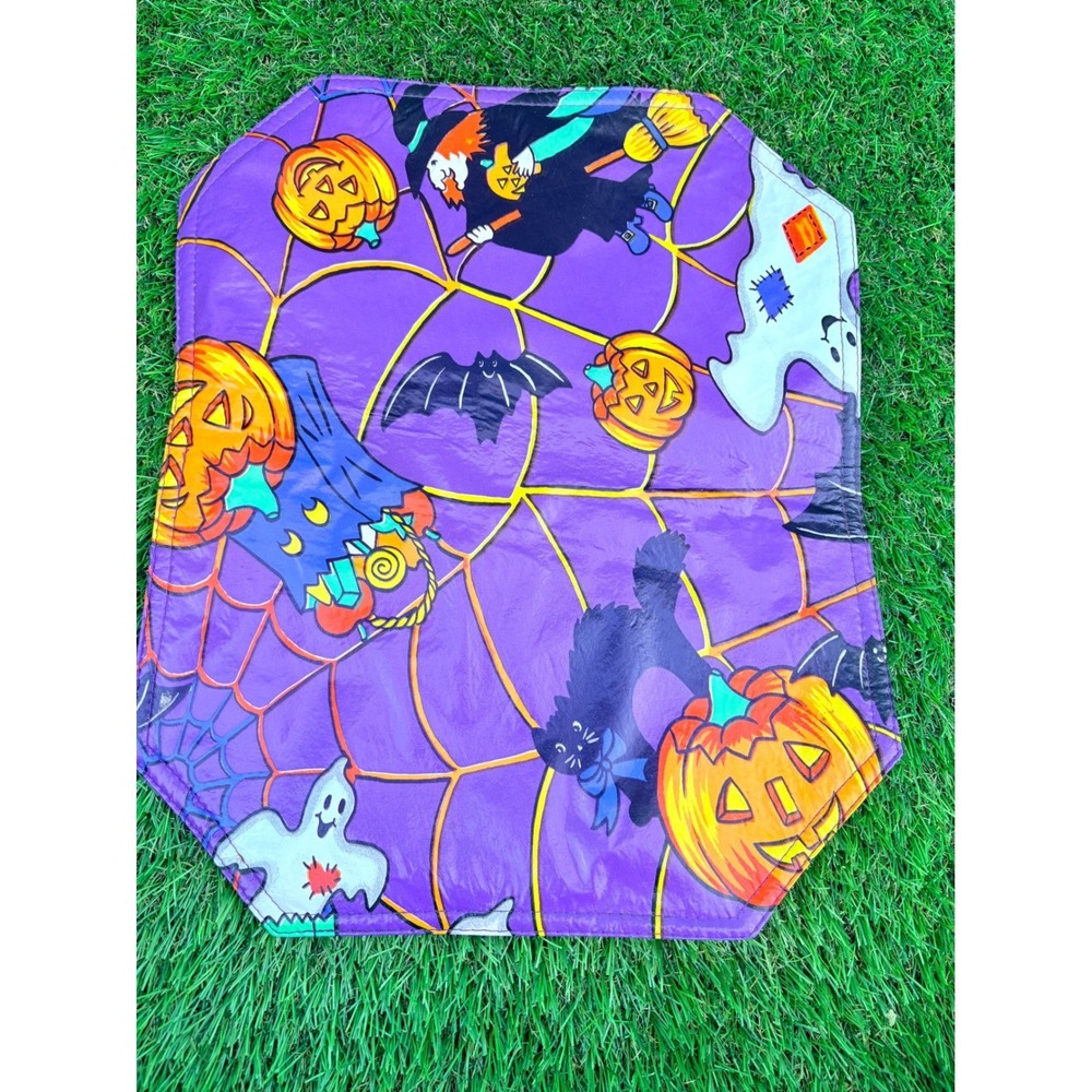 Vintage Halloween Placemats Set of 6 Reversible Purple Black Witch Ghost Boo - Picture 6 of 16